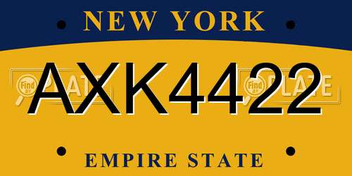 AXK4422 New York License Plate