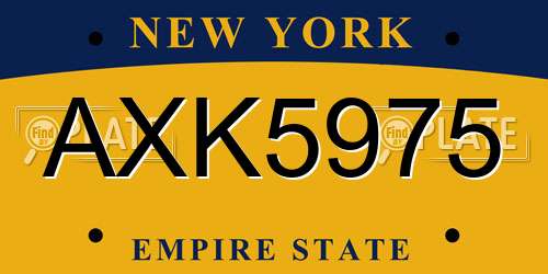 AXK5975 New York License Plate