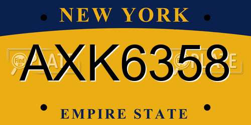 AXK6358 New York License Plate