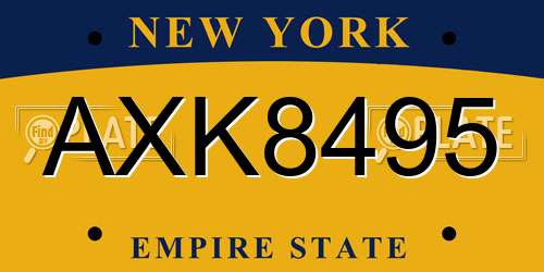 AXK8495 New York License Plate