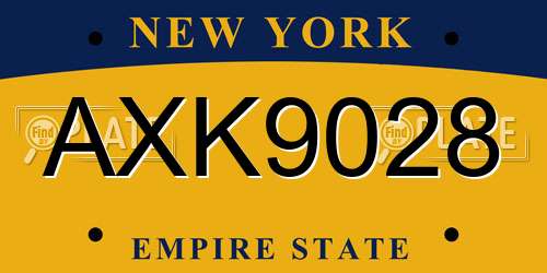 AXK9028 New York License Plate