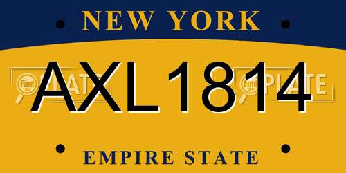 AXL1814 New York License Plate
