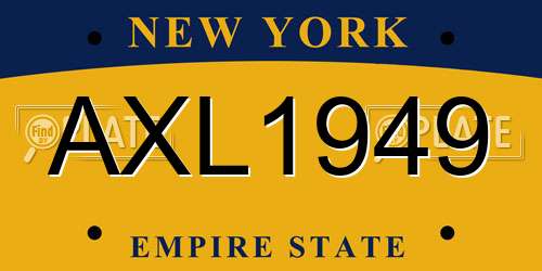 AXL1949 New York License Plate