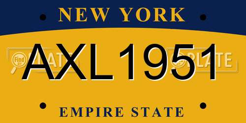 AXL1951 New York License Plate