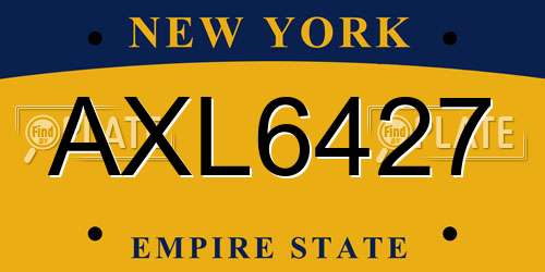 AXL6427 New York License Plate