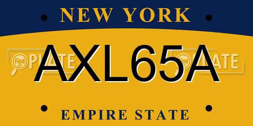 AXL65A New York License Plate