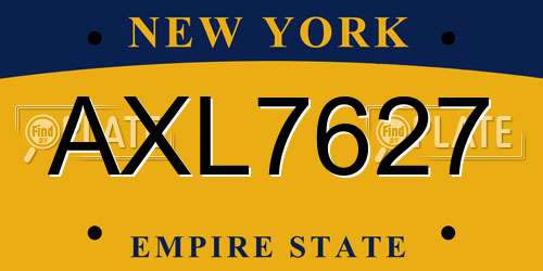 AXL7627 New York License Plate