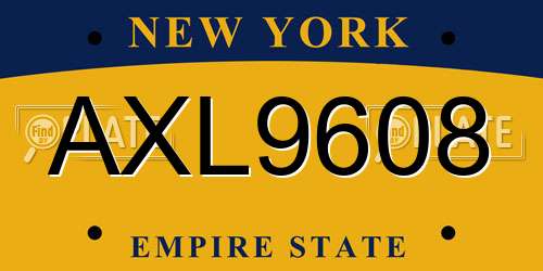 AXL9608 New York License Plate
