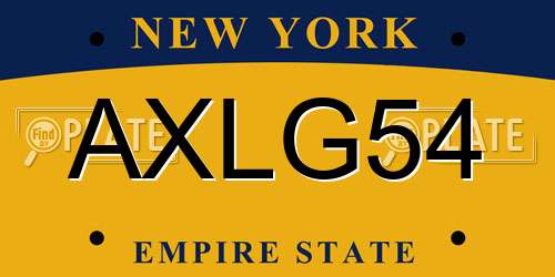 AXLG54 New York License Plate