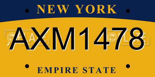 AXM1478 New York License Plate