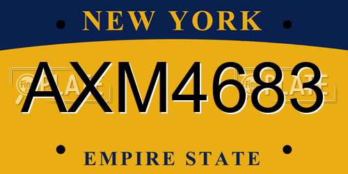 AXM4683 New York License Plate
