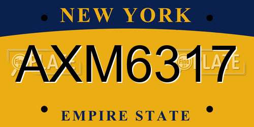 AXM6317 New York License Plate