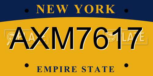 AXM7617 New York License Plate