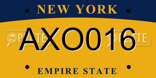 AXO016 New York License Plate