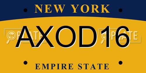 AXOD16 New York License Plate