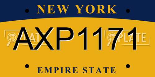 AXP1171 New York License Plate