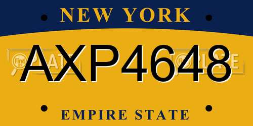 AXP4648 New York License Plate