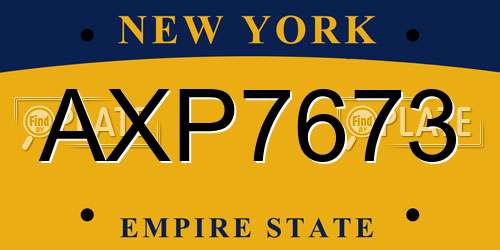 AXP7673 New York License Plate