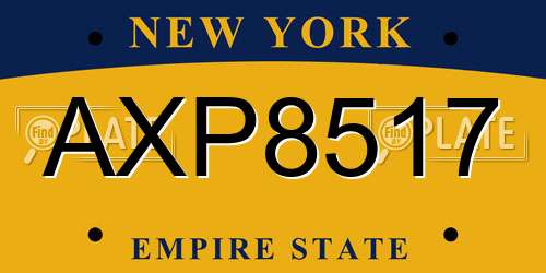 AXP8517 New York License Plate