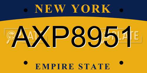 AXP8951 New York License Plate