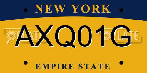 AXQ01G New York License Plate