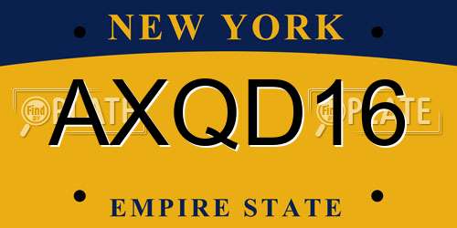 AXQD16 New York License Plate