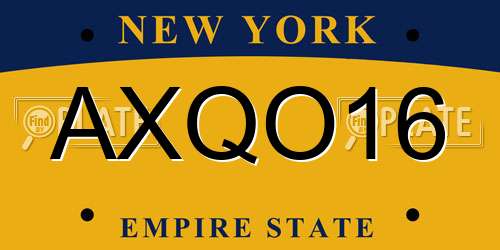 AXQO16 New York License Plate