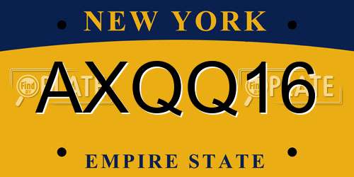 AXQQ16 New York License Plate