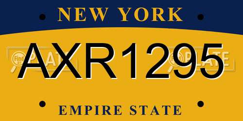 AXR1295 New York License Plate