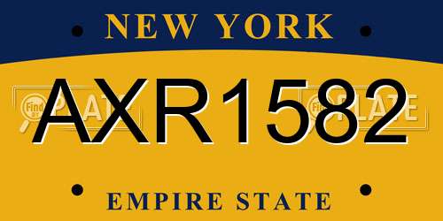 AXR1582 New York License Plate