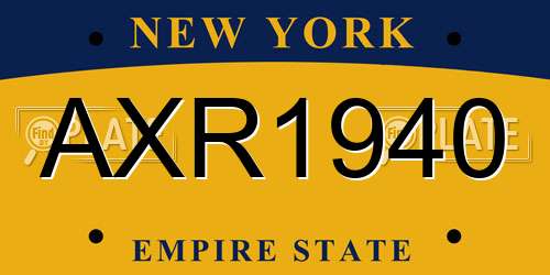 AXR1940 New York License Plate