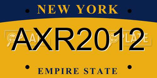 AXR2012 New York License Plate