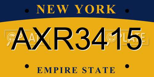 AXR3415 New York License Plate