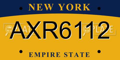 AXR6112 New York License Plate