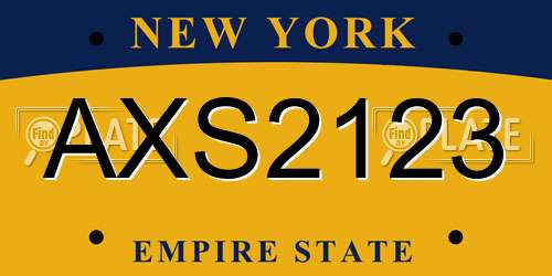 AXS2123 New York License Plate