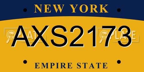 AXS2173 New York License Plate