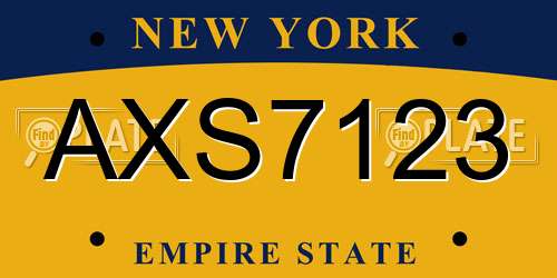 AXS7123 New York License Plate