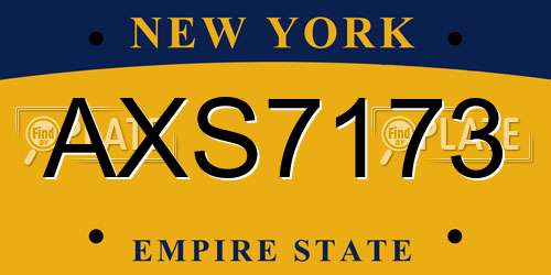AXS7173 New York License Plate