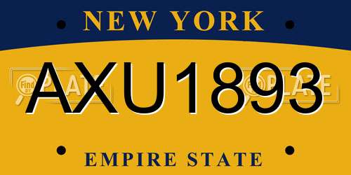 AXU1893 New York License Plate