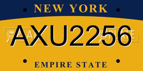 AXU2256 New York License Plate