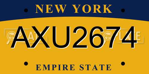 AXU2674 New York License Plate