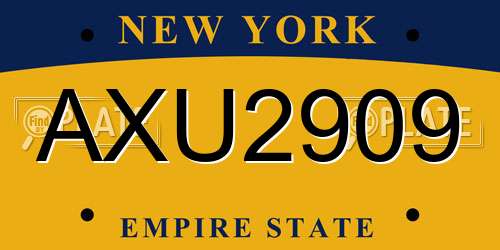 AXU2909 New York License Plate
