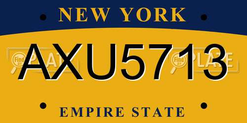 AXU5713 New York License Plate