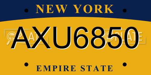 AXU6850 New York License Plate