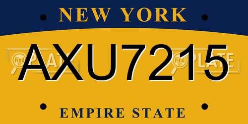 AXU7215 New York License Plate
