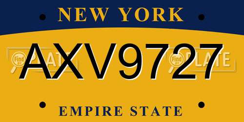 AXV9727 New York License Plate