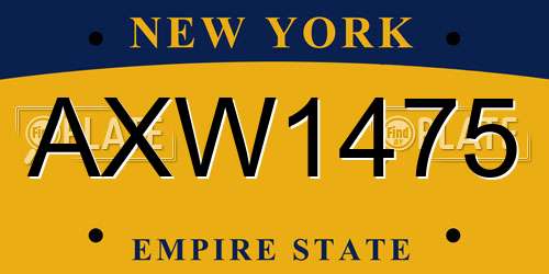 AXW1475 New York License Plate