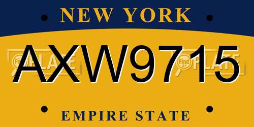 AXW9715 New York License Plate