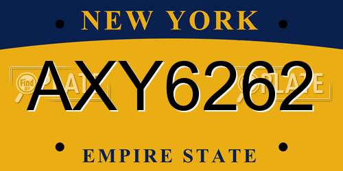 AXY6262 New York License Plate