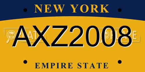 AXZ2008 New York License Plate